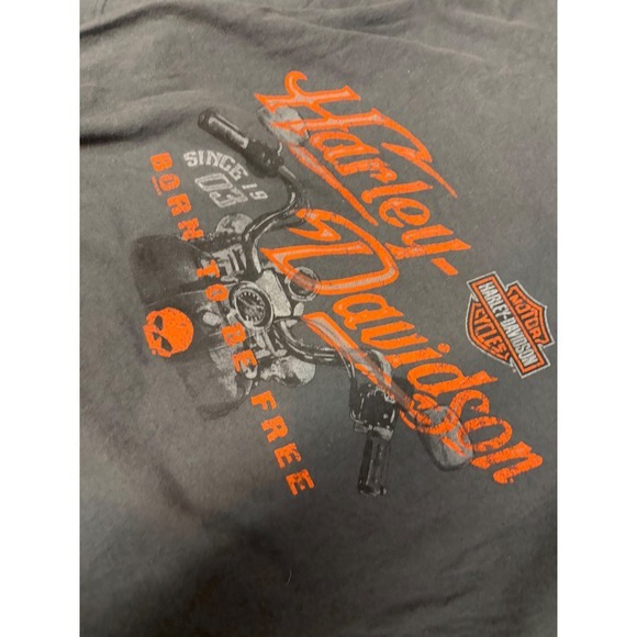 Harley Davidson Mens T Shirt‎ Graphic Tee Orange Black XL Motor Cycles Born Free - Picture 2 of 5